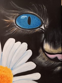 Kat met margriet (30*40)